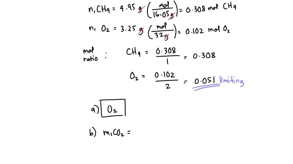 SOLVED if 4.95 g of ethylene CH4 are combusted with 3.25 g of