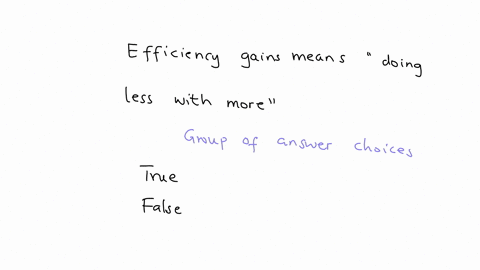 effiency-gains-means-doing-less-with-more-group-of-answer-choices-true-false