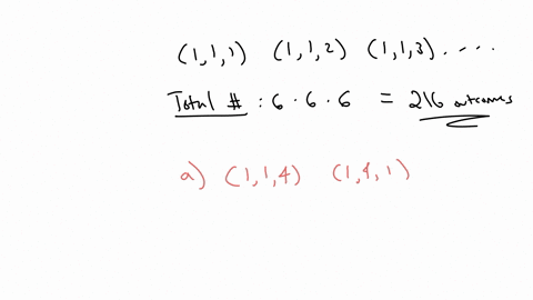 consider-the-sample-space-when-three-dice-are-rolled-express-your-answers-as-reduced-fractions-a-how-many-ways-can-a-sum-of-6-be-obtained-b-find-the-probability-of-getting-a-sum-of-6