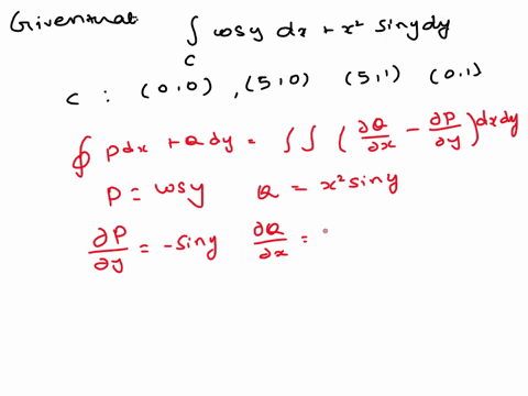 use-greens-theorem-to-evaluate-the-line-integral-along-the-given-positively-oriented-curve-cosy-dx-x2-siny-dy-c-is-the-rectangle-with-vertices-0-0-5-0-5-1-0-1-04023
