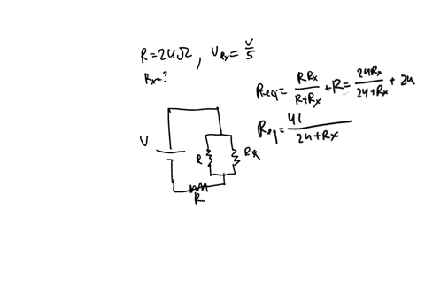 consider-resistors-each-with-r-24q-and-variable-resistor-rx-which-are-connected-t0-an-ideal-battery-of-voltage-v-as-shown-in-the-figure-what-should-be-the-value-of-the-variable-resistance-rr-24133