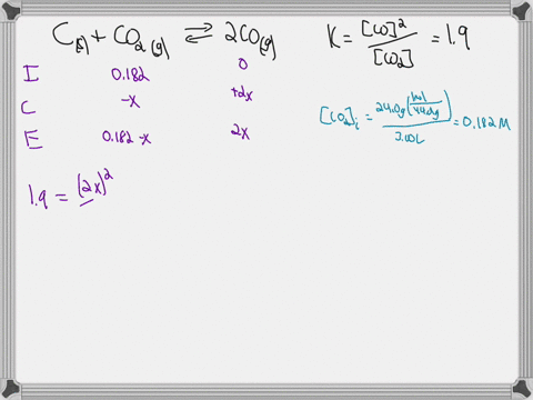 the-equilibrium-constant-kckc-for-csco2g2cogcsco2g2cog-is-19-at-1000-kk-and-0133-at-298-kk-a-if-excess-cc-is-allowed-to-react-with-240-gg-of-co2co2-in-a-300-ll-vessel-at-1000-kk-how-many-gra-48796