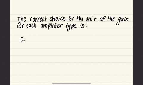 for-the-unit-of-the-gain-outputinput-signal-ratio-of-each-amplifier-type-voltage-gain-current-gain-transconductance-transresistance-which-of-the-following-is-correct-select-one-a-for-current-amplifier