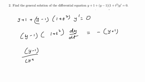 2-find-the-general-solution-of-the-differential-equation-y1y-1left1t2right-yprime0