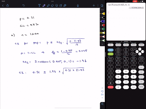 a-sample-selected-from-a-population-gave-a-sample-proportion-equal-to-31-a-make-a-95-confidence-interval-for-p-assuming-n-1200-b-construct-a-95-confidence-interval-for-p-assuming-n-500-c-mak-46669