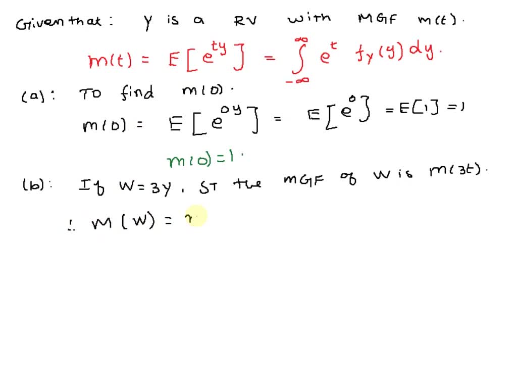 Solved Suppose That Y Is A Random Variable With Moment Generating Function Mt What Is M0 6459