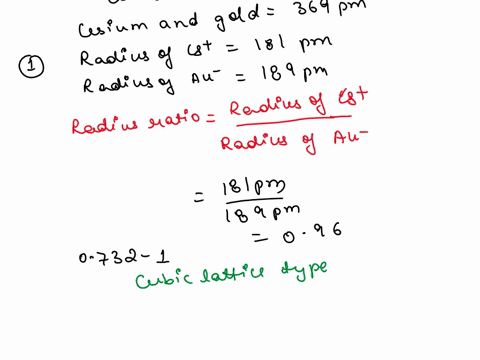2-caesium-and-gold-form-an-ionic-compound-cstau-with-a-caesium-gold-distance-of-369-pm-a-what-type-of-lattice-will-csau-adopt-b-estimate-a-suitable-born-exponent-for-the-au-ion-and-use-it-to-62081