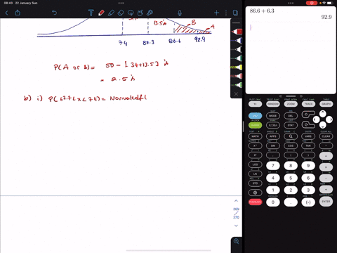 suppose-the-scores-on-an-exam-follow-normal-distribution-with-mean-of-74-and-standard-deviation-of-63-approximately-what-percentage-of-the-class-got-an-a-or-b-what-percentage-scored-between-12833