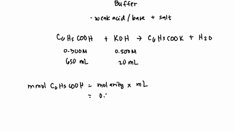 pka-of-benzoic-acid-420-calculate-the-ph-of-a-solution-made-from-combining-0300-m-benzoic-acid-with-650-ml-and-0500-m-koh-with-20-ml-49179
