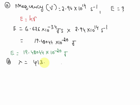 5-a-calculate-the-energy-of-a-photon-of-electromagnetic-radiation-whose-frequency-is-294-1014-s-1-b-calculate-the-energy-of-a-photon-of-radiation-whose-wavelength-is-413-nm-c-what-wavelength-of-radiat