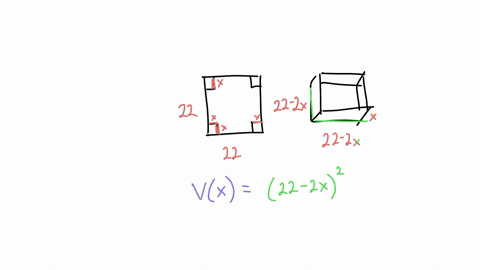 an-open-box-is-to-be-made-from-square-piece-of-cardboard-22-inches-on-side-by-cutting-equal-squares-with-sides-of-length-_-from-the-corners-and-tuming-up-the-sides-sec-figure-below-if-the-vo-81586