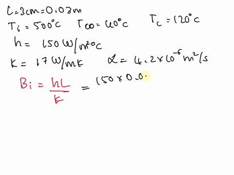 a-plate-of-stainless-steel-has-a-thickness-of-30-cm-and-is-initially-uniform-in-temperature-at-500c-the-plate-is-suddenly-exposed-to-a-convection-environment-on-both-sides-at-40c-with-h150wm-15426