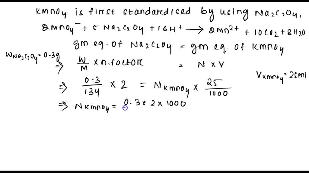 SOLVED KMnO4 and Na2C2O4 solutions were used in the reactions that