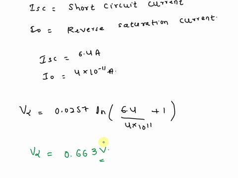 52-for-the-simple-equivalent-circuit-of-a-0017-m-pv-cell-shown-below-the-reverse-saturation-current-is-io-4-x-10-11-a-and-at-an-insolation-of-1-sun-the-short-circuit-current-is-isc-64-a-at-2-54344