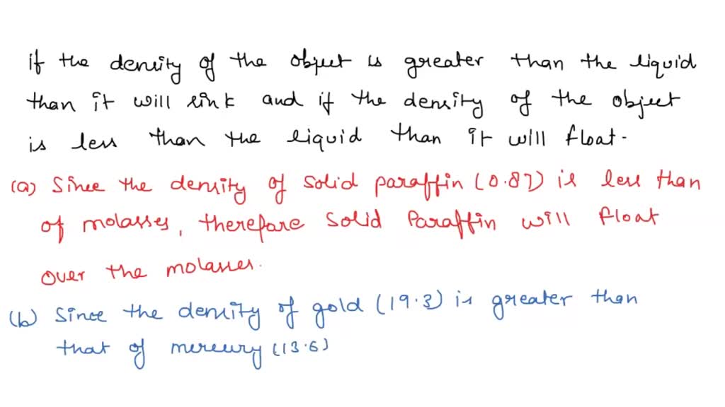 SOLVED Based on the table of densities, explain whether the object