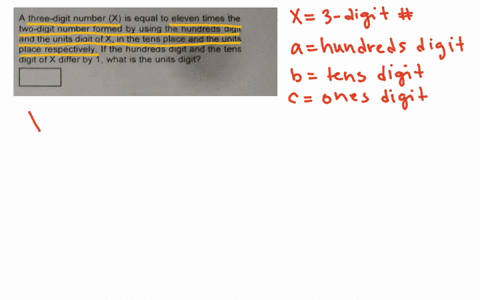 a-three-digit-number-x-is-equal-to-eleven-times-the-two-digit-number-formed-by-using-the-hundreds-digit-and-the-units-digit-of-x-in-the-tens-place-and-the-units-place-respectively-if-the-hundreds-digi