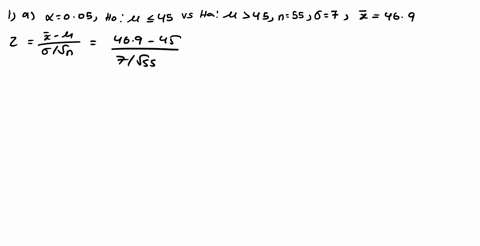 1-consider-the-following-hypothesis-test-h0-45-ha-45-a-sample-of-55-is-used-and-the-population-standard-deviation-is-7-7-use-the-critical-value-approach-and-the-p-value-approach-to-state-you-63594