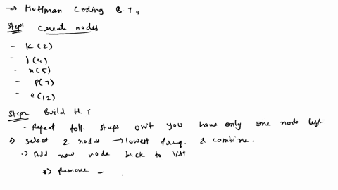 huffman-coding-for-these-characters-and-their-frequencies-draw-a-binary-tree-with-characters-as-leaves-and-parent-nodes-as-sum-of-daughter-frequencies-from-root-put-0-on-left-and-1-on-right-38011