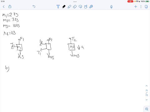53-in-figure-p453the-coefficient-of-kinetic-friction-between-the-two-blocks-shown-is-030-the-surface-of-the-table-and-the-pulleys-are-frictionless-a-draw-free-body-diagram-for-each-block-b-d-72297
