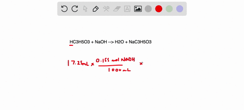 lactic-acid-hc3h5o3-is-a-monoprotic-acid-that-forms-when-milk-sours-an-185-ml-sample-of-a-solution-of-lactic-acid-required-1725-ml-of-0155-m-naoh-to-reach-an-end-point-in-a-titration-a-how-m-80864