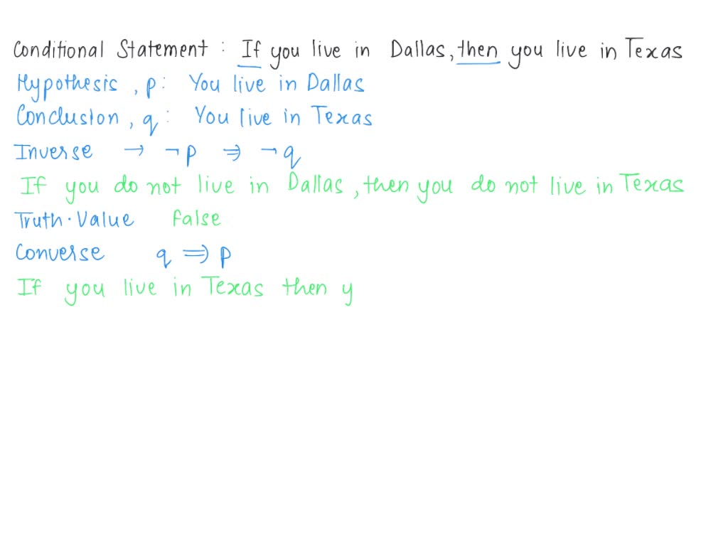 SOLVED Directions Write the inverse, converse, contrapositive, and bi
