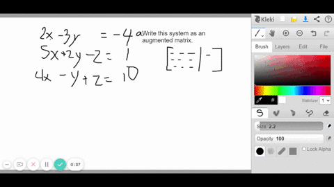 a-write-this-system-as-an-augmented-matrix-beginaligned-2-x-3-y-4-5-x2-y-z1-4-x-yz10-endaligned