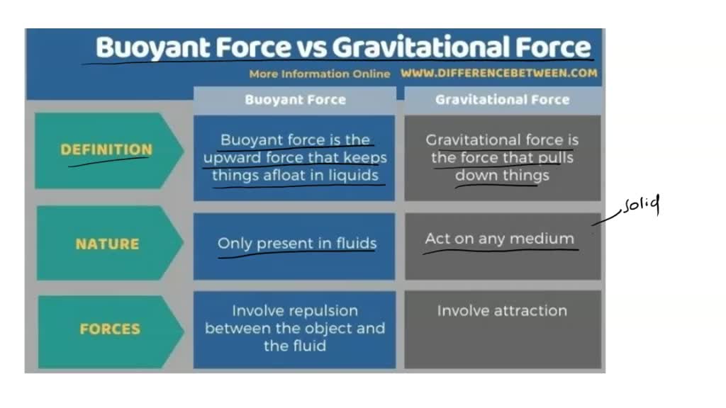 SOLVED What is the difference between gravitational force and buoyant