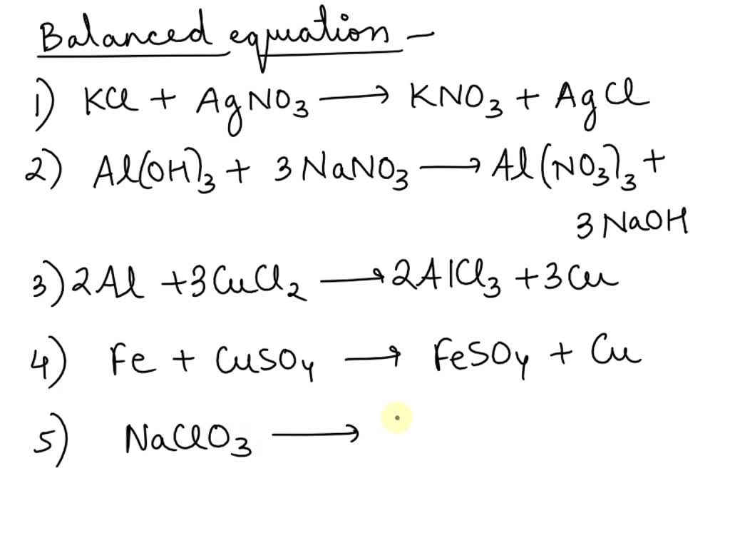 SOLVED Write balanced equations for each of the following reactions