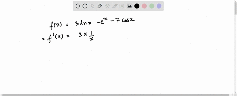 find-the-first-derivative-of-the-function-fx-3-ln-x-ex-7-cos-x