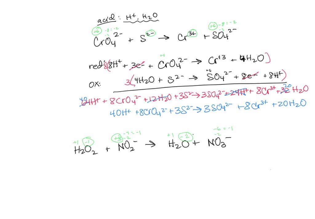 SOLVED Balance the following redox equations CrO4 S2