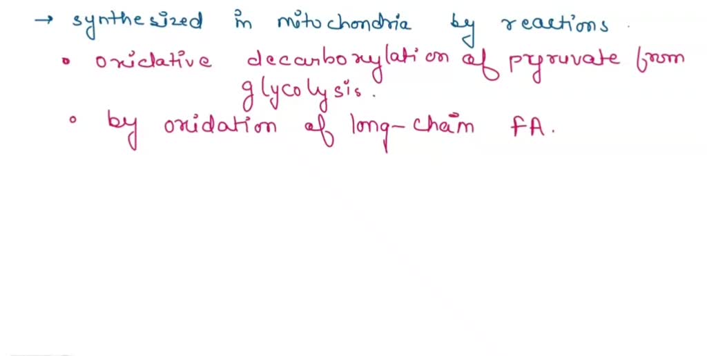 SOLVED: Question 8 (2 points) Acetyl-CoA is generated by oxidative