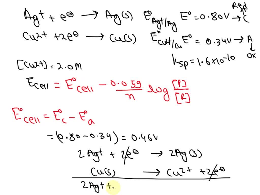 SOLVED: A galvanic cell is based on the following half-reactions: Ag+ ...