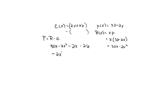 the-cost-in-dollars-to-produce-x-d-rather-be-a-sasquatch-t-shirts-is-cx-2x-26-x-0-and-the-price-demand-function-in-dollars-per-shirt-is-px-30-2x-0-x-15-a-find-the-profit-function-px-b-find-t-16684