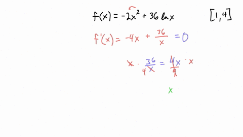 find-the-absolute-extrema-if-they-exist-as-well-as-all-values-of-x-where-they-occur-for-the-function-and-domain-shown-below-fx-2x2-36-in-x-14-select-the-correct-choice-below-and-if-necessary-38885
