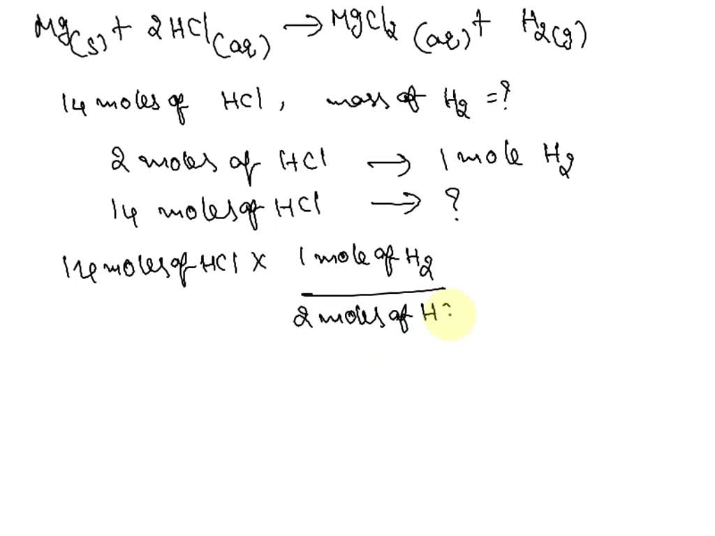 Solved Use 00318 Moles Of Magnesium To Calculate The Moles Of Hydrogen Gas Mg S 2 Hcl Aq 9281