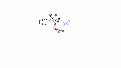 in-the-first-box-draw-the-necessary-arrows-to-show-how-the-starting-material-undergoes-a-bimolecular-elimination-pathway-in-the-empty-box-draw-the-major-organic-product-of-the-reaction-i-draw-the-majo