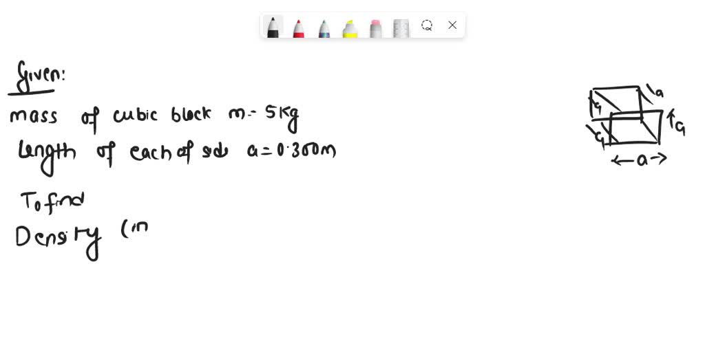 SOLVED Calculate the density (in kg/m3) of a cubic block of mass m = 5