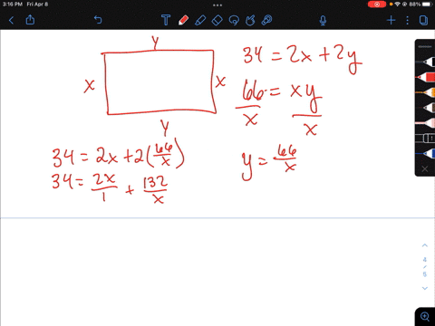 find-the-length-and-width-of-a-rectangle-whose-perimeter-is-34-feet-and-whose-area-is-66-square-feet-the-length-the-longer-side-is-simplify-your-answers-and-the-width-the-shorter-side-is-76038