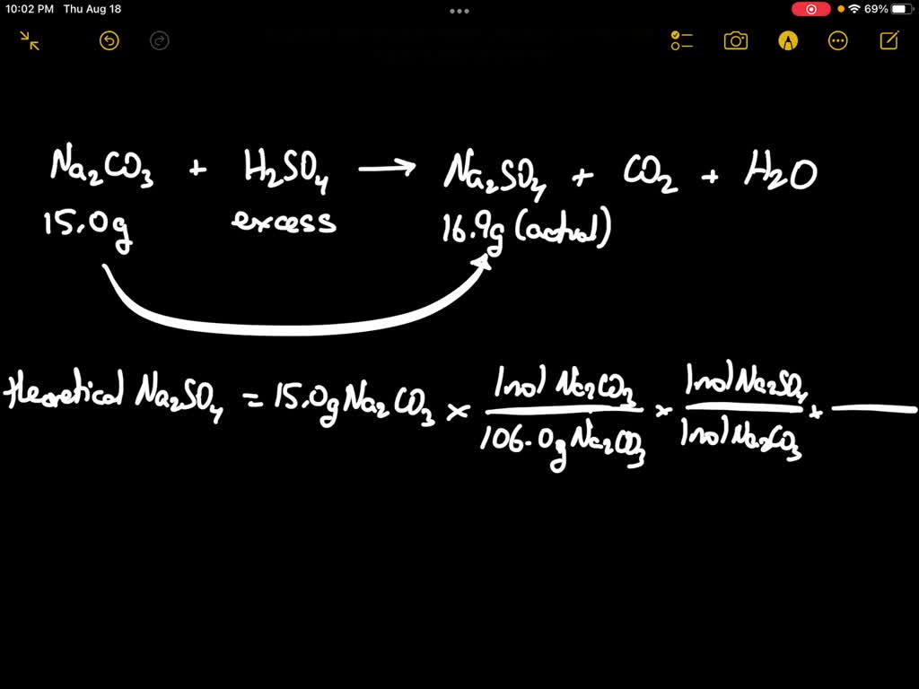 SOLVED A 15.0 g sample of sodium carbonate reacts with excess sulfuric acid to form sodium