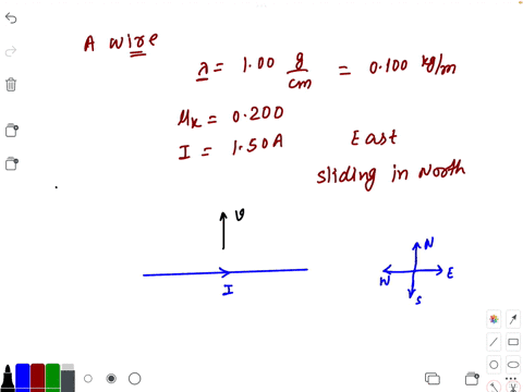 a-wire-having-a-linear-mass-density-of-100-mathrmg-mathrmcm-is-placed-on-a-horizontal-surface-that-h-44406