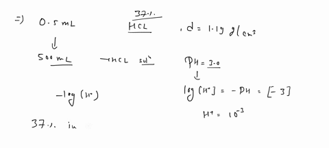a-volume-05-ml-of-the-concentrated-hci-solution-37-d119-gcm3-was-added-into-500-ml-of-the-hci-solution-which-ph30-what-is-the-ph-of-the-obtained-solution