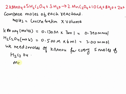 1-if-3-ml-of-0130-m-kmno4-was-mixed-with-6-ml-of-h2c2o4-and-6-ml-h2o-what-would-be-the-final-concentration-of-kmno4-00087m-0026m-0043m-065m-2-if-the-concentration-of-a-reactant-is-doubled-an-66697