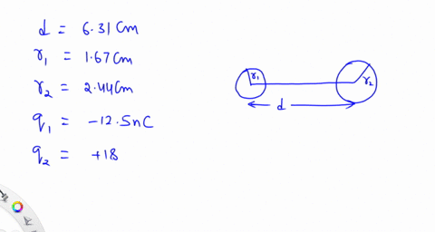 20-problem-4-as-shown-in-the-diagram-two-insulating-spheres-have-a-center-to-center-separation-of-d631-mathrmcm-the-first-insulating-sphere-with-a-radius-of-r_1167-mathrmcm-has-a-total-charge-of-mathr