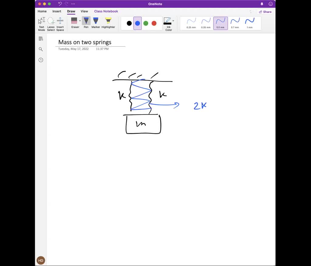 A block of mass m is supported by two identical parallel vertical ...