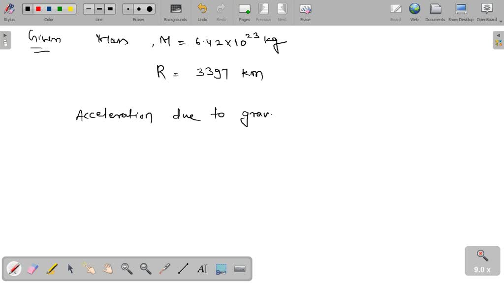 SOLVED Calculate the acceleration of gravity on the surface of Mars