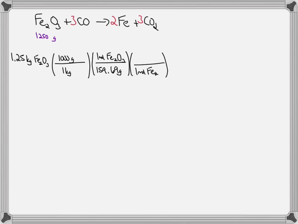 SOLVED: Given the following reaction: Fe2O3(s) + CO(g) 🡺 Fe(s) + CO2(g ...