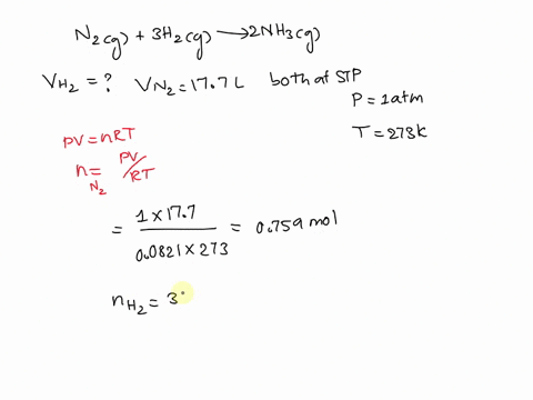 the-reaction-between-hydrogen-gas-and-nitrogen-gas-produces-ammonia-gas-according-to-the-reaction-n-2-g-3-h-2-g-2-n-h-3-g-what-volume-of-hydrogen-gas-is-needed-to-react-with-177-l-of-nitroge-03019