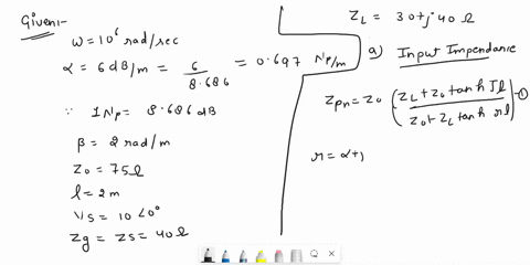 problem-1-a-certain-transmission-line-operating-at-w-10-rads-has-6-dbm2-radm-and-z-75-and-is-2-m-longif-the-line-is-connected-to-a-source-of-10l0-v-z40-and-terminated-by-a-load-of-30-j40-det-43372