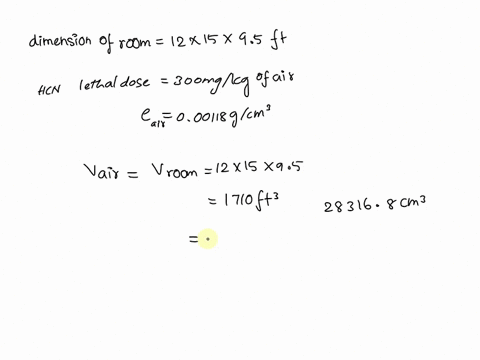 hydrogen-cyanide-hcn-is-a-poisonous-gas-the-lethal-dose-is-approximately-300-mg-hcn-per-kilogram-of-air-when-inhaled-the-density-of-air-at-26-c-is-000118-gcm-part-a-calculate-the-amount-of-h-62335