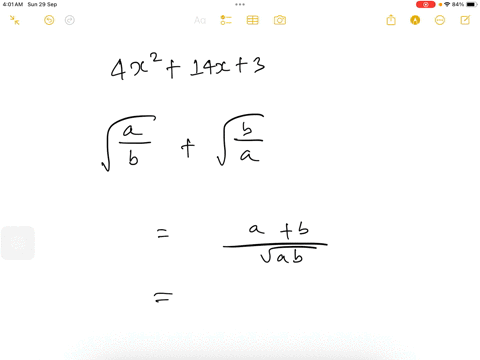 the-roots-of-the-equation-4-x214-x30-are-a-and-b-find-sqrtfracabsqrtfracba-a-frac7-sqrt36-b-frac7-sqrt33-c-frac7-sqrt33-d-frac7-sqrt36